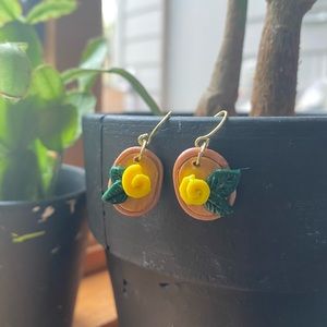 Handmade polymer clay rose earrings